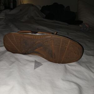 sebago , brown leather and plaid boat shoes